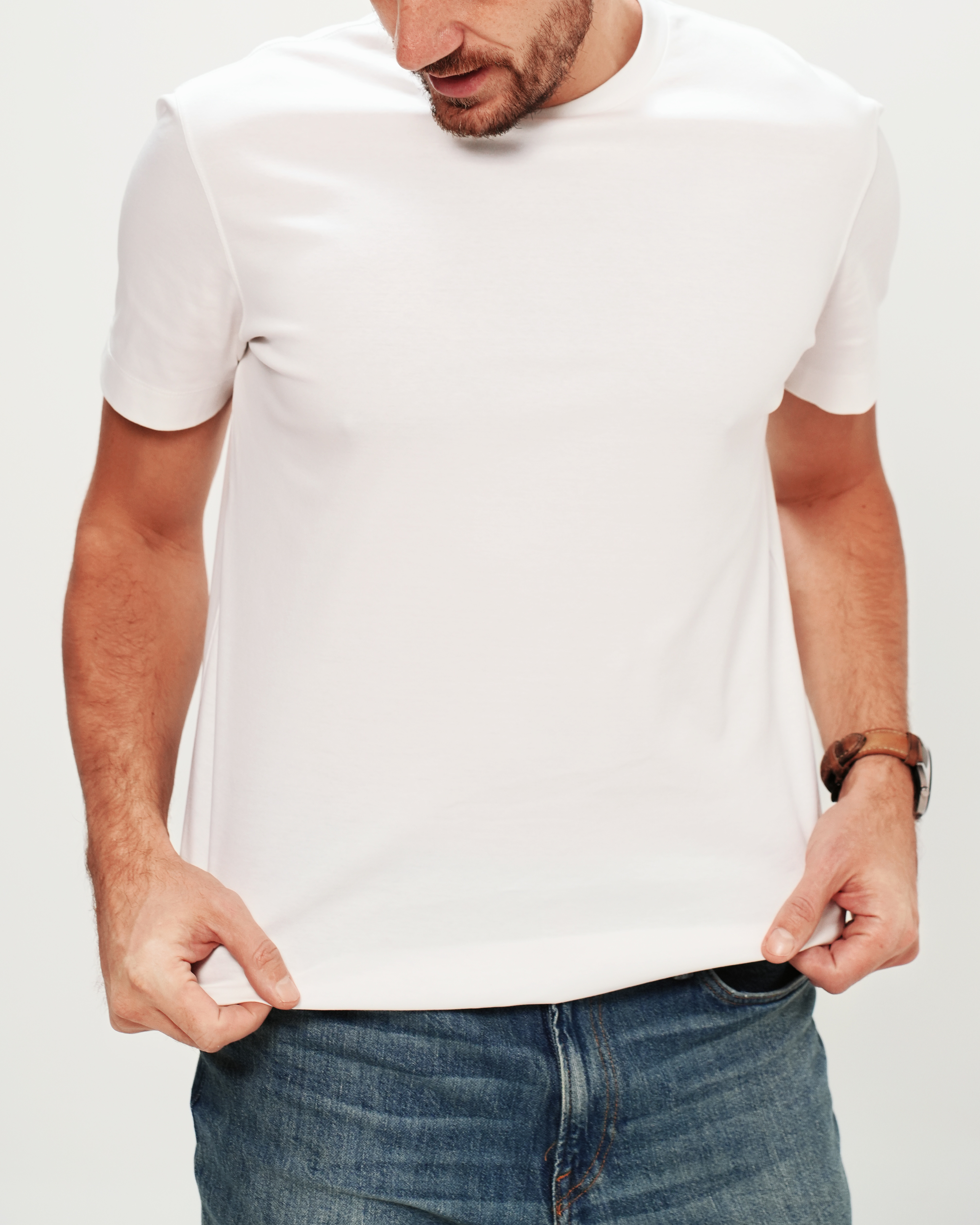 techtee 100% mercerized cotton T-shirt in white,front view
